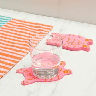 Pack de 4 Sous-Verres Tigre Rose - Helio Ferretti