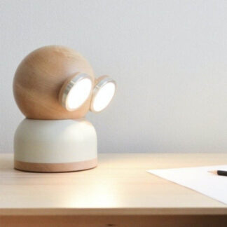 Lampe de Chevet pour Enfants en Bois Tactile - Tête Amovible Mr Watt Blanc - Kubbick